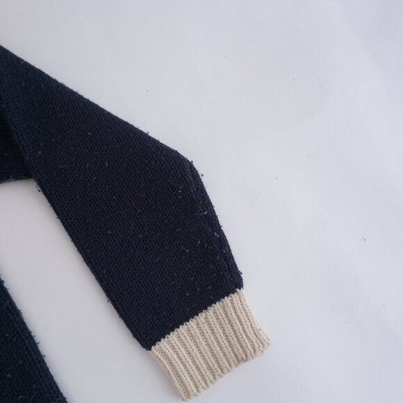 Roots Navy Red Cottagecore Knit 50% Wool Fisherman Fair Isle Crewneck Sweater XS - Picture 3 of 13